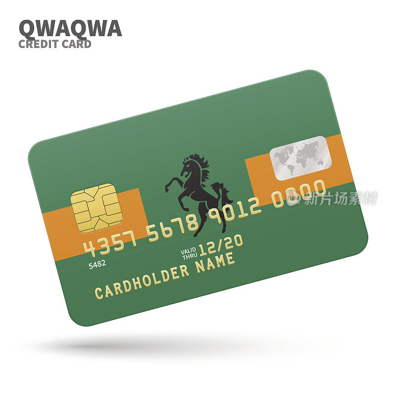 Credit card with QwaQwa flag background for bank, presentations and